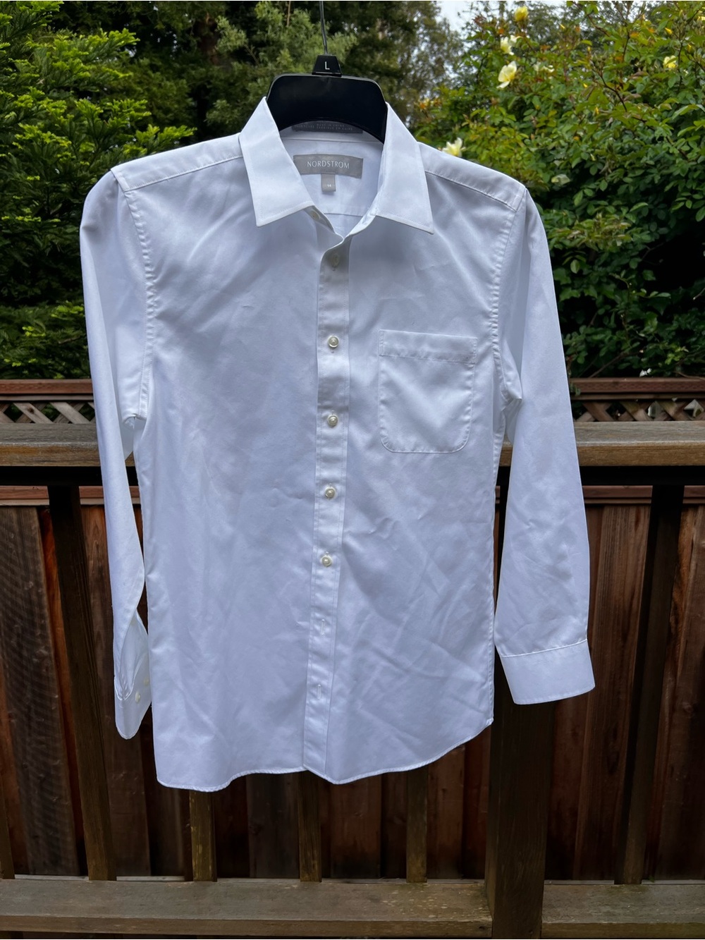 Nordstrom White Long-Sleeve Dress Shirt with Chest Pocket